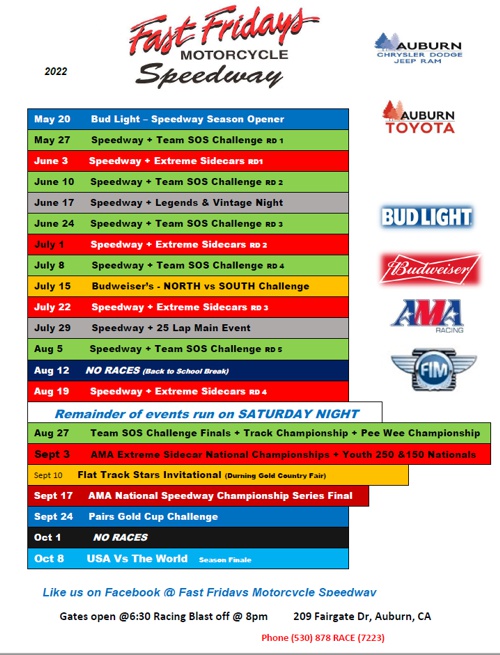 2022 Fast Fridays Schedule 2022 Fast Fridays